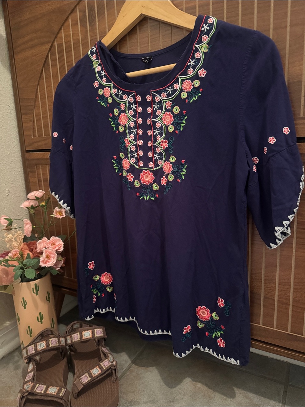 100% Cotton Navy Blue Tunic Women’s
